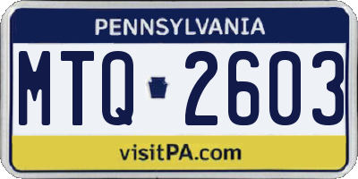 PA license plate MTQ2603