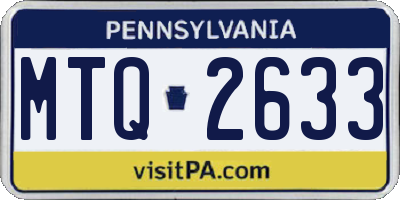 PA license plate MTQ2633