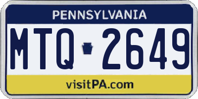 PA license plate MTQ2649