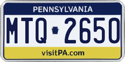 PA license plate MTQ2650