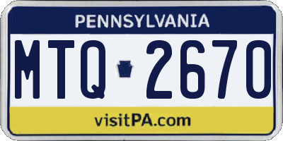 PA license plate MTQ2670