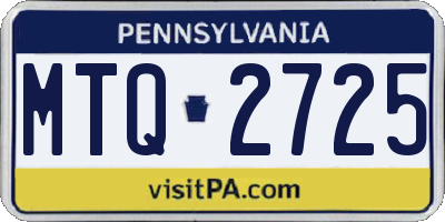 PA license plate MTQ2725