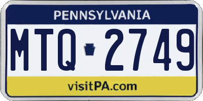 PA license plate MTQ2749