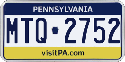 PA license plate MTQ2752