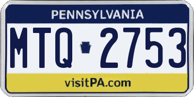 PA license plate MTQ2753