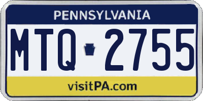 PA license plate MTQ2755