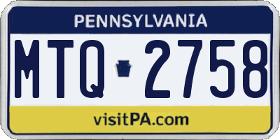 PA license plate MTQ2758