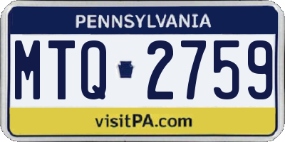 PA license plate MTQ2759