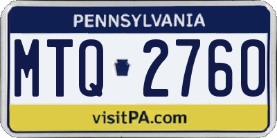 PA license plate MTQ2760