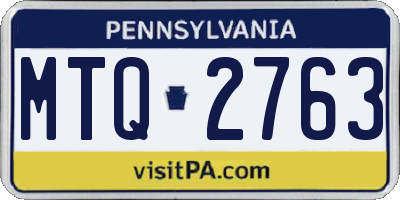 PA license plate MTQ2763