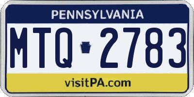 PA license plate MTQ2783