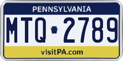 PA license plate MTQ2789