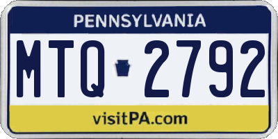 PA license plate MTQ2792