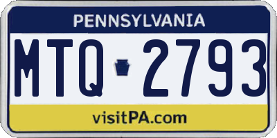PA license plate MTQ2793