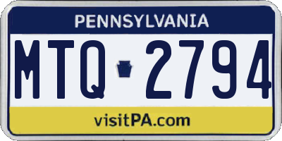 PA license plate MTQ2794