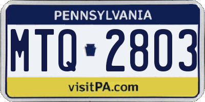PA license plate MTQ2803