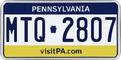 PA license plate MTQ2807