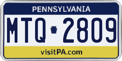 PA license plate MTQ2809