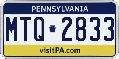 PA license plate MTQ2833