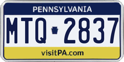 PA license plate MTQ2837