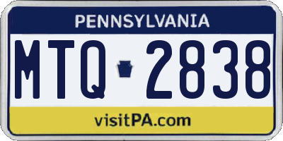 PA license plate MTQ2838