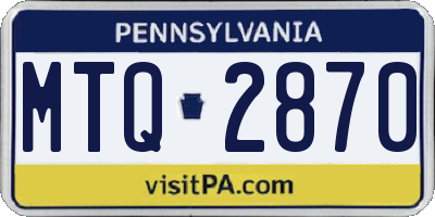 PA license plate MTQ2870