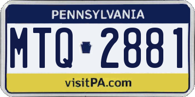 PA license plate MTQ2881