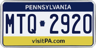 PA license plate MTQ2920