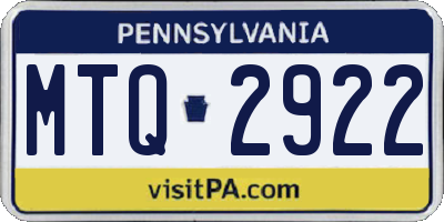 PA license plate MTQ2922