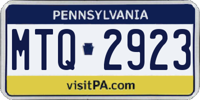 PA license plate MTQ2923