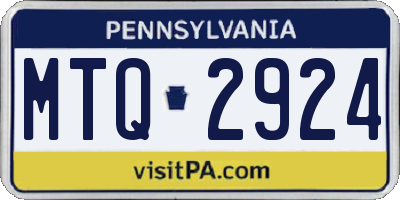 PA license plate MTQ2924