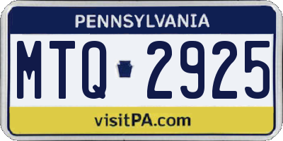 PA license plate MTQ2925