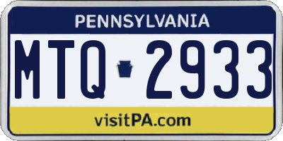 PA license plate MTQ2933