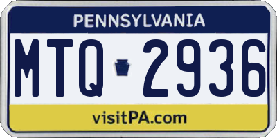 PA license plate MTQ2936