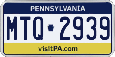 PA license plate MTQ2939
