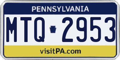 PA license plate MTQ2953