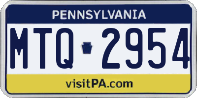 PA license plate MTQ2954
