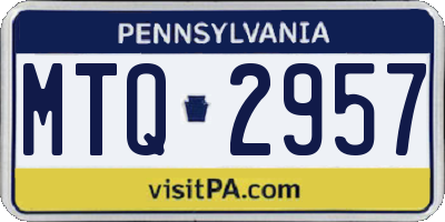 PA license plate MTQ2957