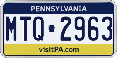 PA license plate MTQ2963