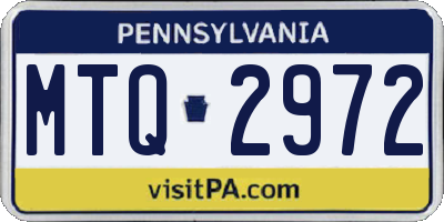 PA license plate MTQ2972