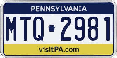 PA license plate MTQ2981