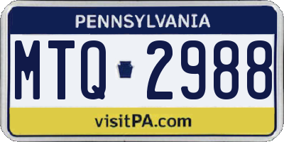 PA license plate MTQ2988