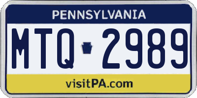 PA license plate MTQ2989