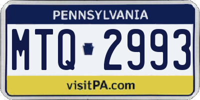 PA license plate MTQ2993