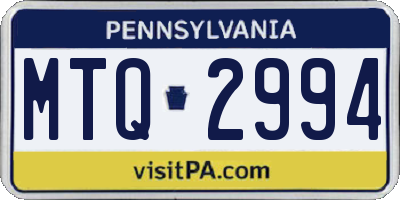 PA license plate MTQ2994
