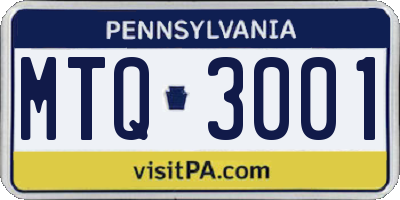 PA license plate MTQ3001