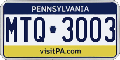 PA license plate MTQ3003
