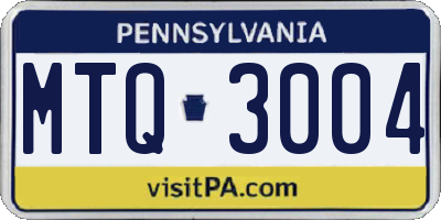 PA license plate MTQ3004