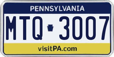 PA license plate MTQ3007