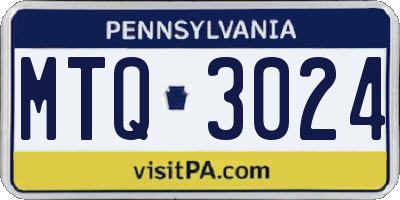 PA license plate MTQ3024